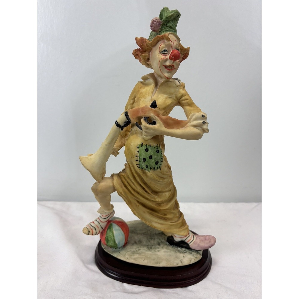 Vintage Arnart Pucci Circus Clown with Horn . 1984 Wood Base